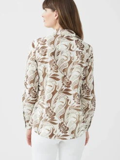 J.McLaughlin Lois Shirt in Dahlia Deco Dream Cream/Brown Discount