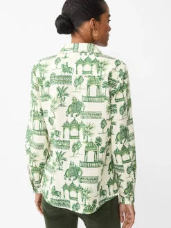 J.McLaughlin Lois Shirt in Desert Toile OffWhite/Green Best