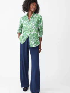 J.McLaughlin Lois Shirt in Field Blooms White/Green/Navy Best