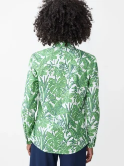 J.McLaughlin Lois Shirt in Field Blooms White/Green/Navy Best