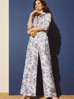 J.McLaughlin Lois Shirt in Heron Toile White/Navy Online