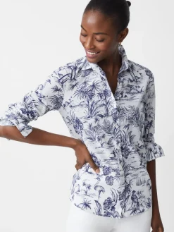 J.McLaughlin Lois Shirt in Heron Toile White/Navy Online