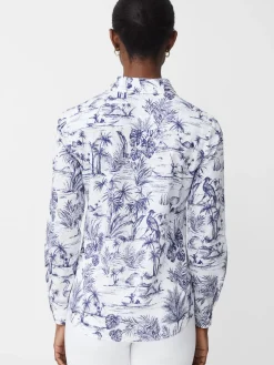 J.McLaughlin Lois Shirt in Heron Toile White/Navy Online
