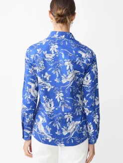 J.McLaughlin Lois Shirt in Toucan Sketch Geo Blue/White Best