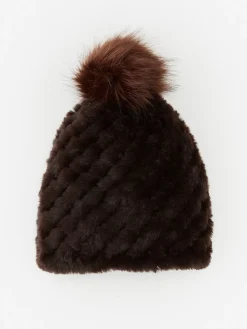 J.McLaughlin Loulou Faux Fur Beanie DarkBrown Best