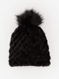 J.McLaughlin Loulou Faux Fur Beanie Black Fashion