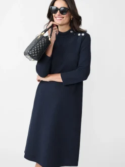 J.McLaughlin Mare Dress in Plaid Jacquard Navy Fashion