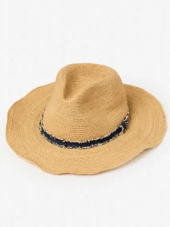 J.McLaughlin Maribel Raffia Hat Natural/Navy Clearance
