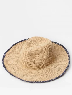 J.McLaughlin Maribel Raffia Hat Natural/Navy Discount