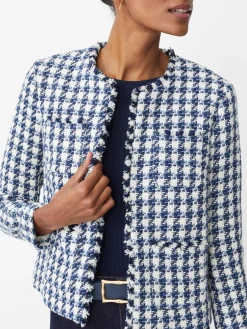 J.McLaughlin Martha Jacket in Houndstooth White/Navy/LightBlue Discount