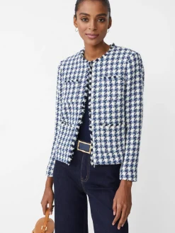J.McLaughlin Martha Jacket in Houndstooth White/Navy/LightBlue Discount