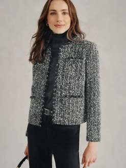 J.McLaughlin Martha Tweed Jacket Black/Gray Discount
