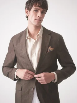 J.McLaughlin McCown Linen Sport Coat in Herringbone Brown Discount