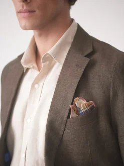 J.McLaughlin McCown Linen Sport Coat in Herringbone Brown Discount