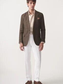 J.McLaughlin McCown Linen Sport Coat in Herringbone Brown Discount