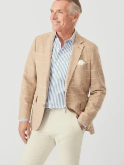 J.McLaughlin McCown Wool Sport Coat in Herringbone OffWhite/Oatmeal Clearance