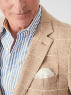 J.McLaughlin McCown Wool Sport Coat in Herringbone OffWhite/Oatmeal Clearance