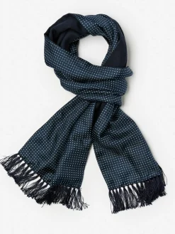 J.McLaughlin Men's Silk Scarf in Polka Dots Navy/Ivory Best