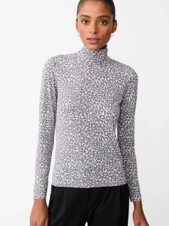 J.McLaughlin Nadia Turtleneck in Petit Leopard Gray/LightGray Hot