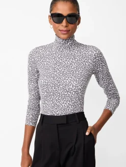 J.McLaughlin Nadia Turtleneck in Petit Leopard Gray/LightGray Hot