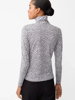 J.McLaughlin Nadia Turtleneck in Petit Leopard Gray/LightGray Hot