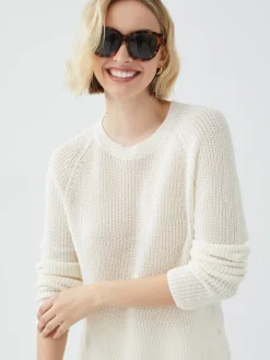J.McLaughlin Napeague Linen Blend Sweater Ivory Hot