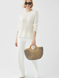 J.McLaughlin Napeague Linen Blend Sweater Ivory Hot