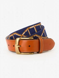 J.McLaughlin Needlepoint Belt in Bamboo Navy Fashion