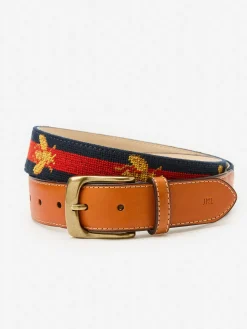 J.McLaughlin Needlepoint Belt in Bee Navy/Red Clearance