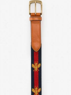 J.McLaughlin Needlepoint Belt in Bee Navy/Red Clearance