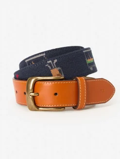 J.McLaughlin Needlepoint Belt in Golf Navy Fashion