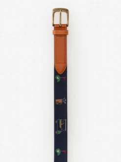 J.McLaughlin Needlepoint Belt in Golf Navy Fashion