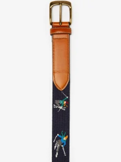 J.McLaughlin Needlepoint Belt in Skier Navy Sale