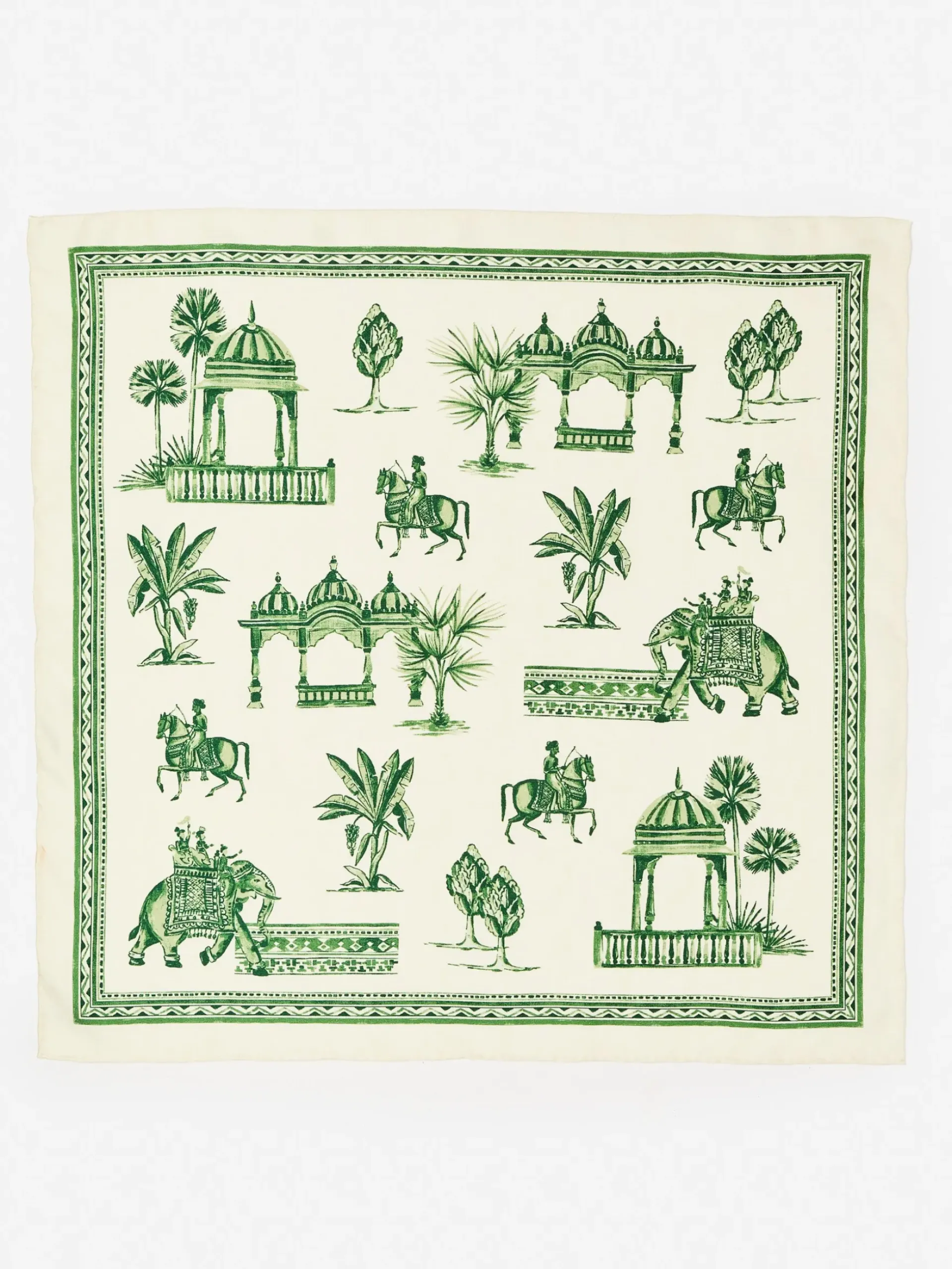 J.McLaughlin Nikka Silk Kerchief in Desert Toile OffWhite/Green New