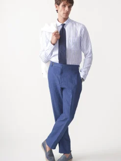 J.McLaughlin Oxford Linen Pants HeatherNavy Hot