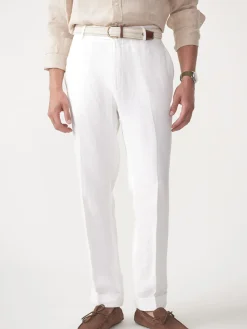 J.McLaughlin Oxford Linen Pants in Herringbone OffWhite New