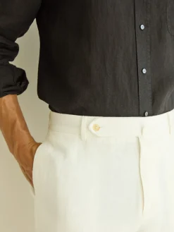 J.McLaughlin Oxford Linen Pants in Herringbone OffWhite New