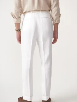 J.McLaughlin Oxford Linen Pants in Herringbone OffWhite New