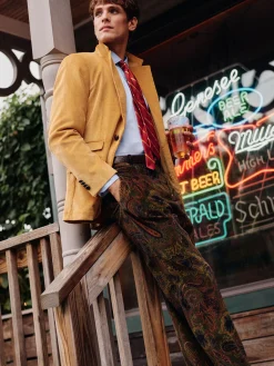J.McLaughlin Oxford Pants in Paisley Red/Green/Yellow Clearance