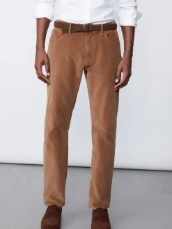 J.McLaughlin Parker 5-Pocket Straight Pants in Italian Stretch Cord Acorn Hot