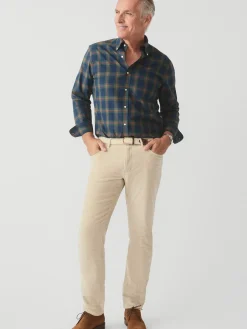 J.McLaughlin Parker 5-Pocket Straight Pants in Italian Stretch Cord Stone Fashion