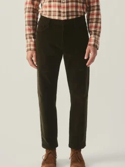 J.McLaughlin Parker 5-Pocket Straight Pants in Italian Stretch Cord Moss Fashion
