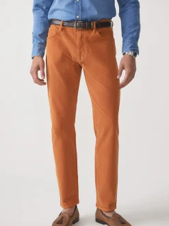 J.McLaughlin Parker 5-Pocket Straight Pants in Italian Stretch Cord Rust New