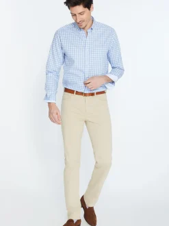 J.McLaughlin Parker 5-Pocket Straight Pants in Stretch Cotton Sateen Stone Clearance