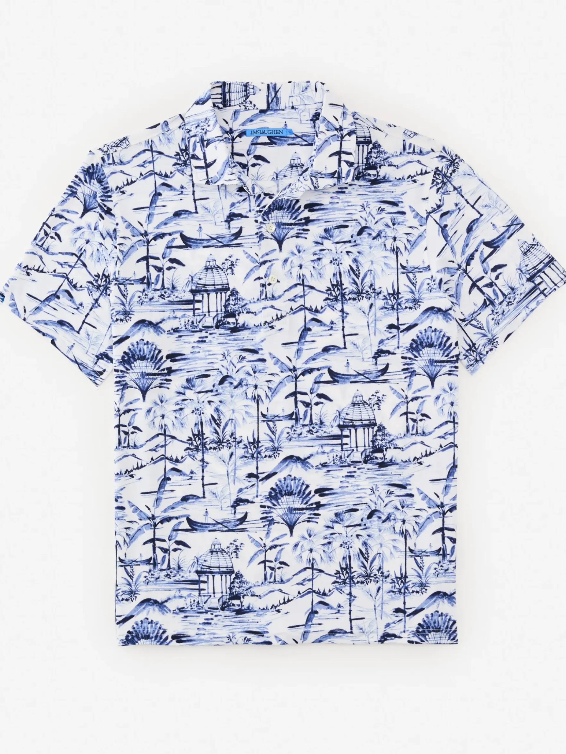 J.McLaughlin Peak Performance Polo in Micro Seaforth OffWhite/Navy Sale