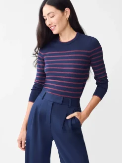 J.McLaughlin Poet Sweater in Stripe Navy/Merlot Best