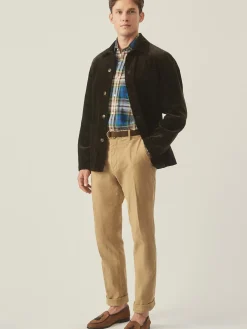 J.McLaughlin Redding Straight-Fit Chino Pants in Italian Moleskin BritishKhaki Fashion