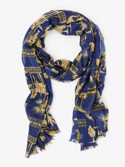 J.McLaughlin Reed Scarf in Desert Toile Navy/Tan Outlet