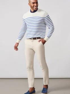 J.McLaughlin Rodrick Sweater in Stripe White/Blue Clearance