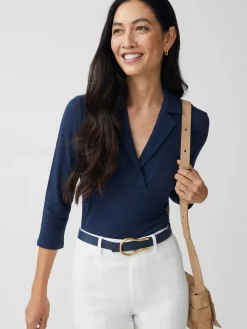 J.McLaughlin Romeo Linen Shirt Navy Sale
